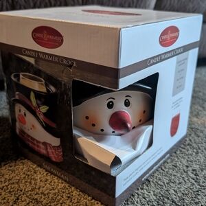 Candle Warmers Snowman Candle Warmer Crock - White and Red